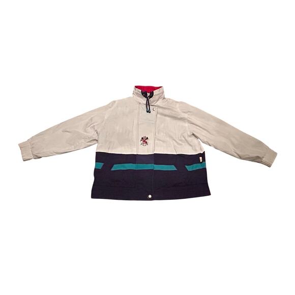 Izzi Spirit Vintage 1980s Womens Jacket Sz Medium Nautical White Blue‎ Turquoise - Picture 1 of 7
